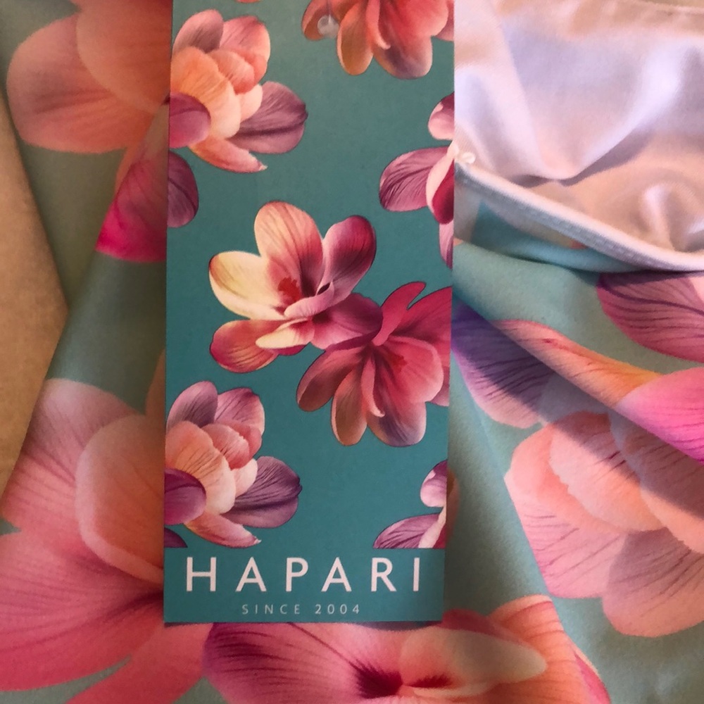 Hapari Aqua Floral Tankini Top in Mint with Pink & Peach Blooms - Picture 2 of 2